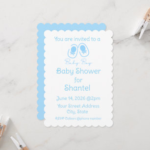 Invitation Baby Shower Baby Boy Blue Shoes