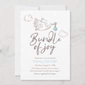Invitation baby shower | Baby Boy Stork (Devant)