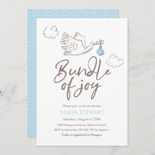 Invitation Baby shower Baby Boy Stork