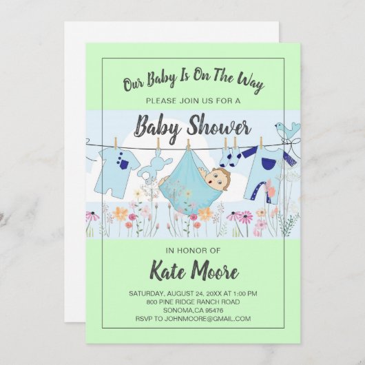 Invitation Baby shower Baby Bundle (Devant / Derrière)