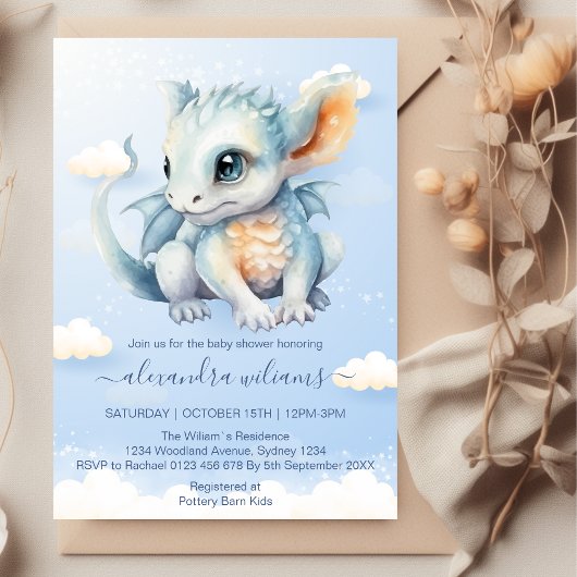 Invitation Baby shower Baby Dragon