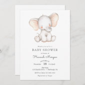 Invitation Baby shower Baby Elephant (Devant / Derrière)