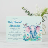 Invitation Baby shower Baby Elephant Boys (Debout devant)