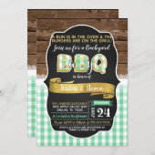 Invitation Baby shower Baby-Q - Vert/Or (Devant / Derrière)