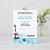 Invitation Baby shower Baby Rock Star (bleu) (Debout devant)
