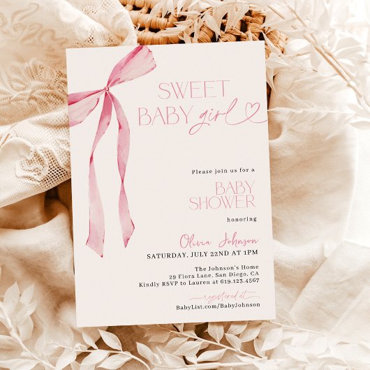 Invitation Baby shower, Baby shower de fille rose