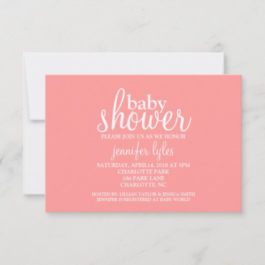 Invitation Baby shower - Baby shower - rose (Devant)