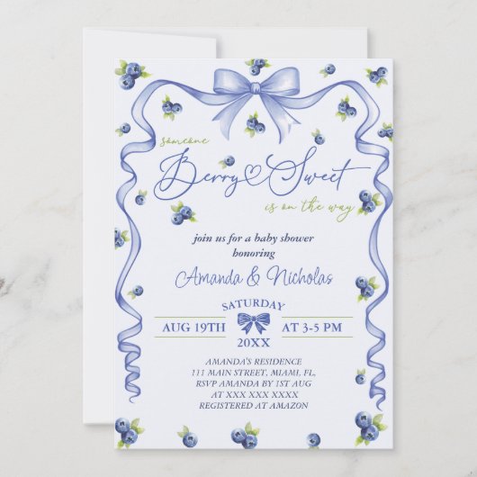 Invitation Baby Shower Baie Bleue (Devant)