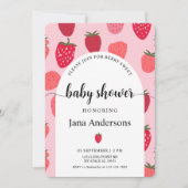 Invitation "Baby Shower Baies Sucrées Rose et Rouge aux Frais (Devant)