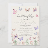 Invitation Baby shower Baisers à papillon aquarelle (Devant)
