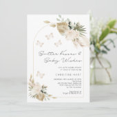 Invitation Baby shower Baisers à papillon beige bohème (Debout devant)