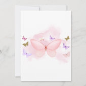 Invitation Baby shower Baisers à papillon rose et or violet (Dos)