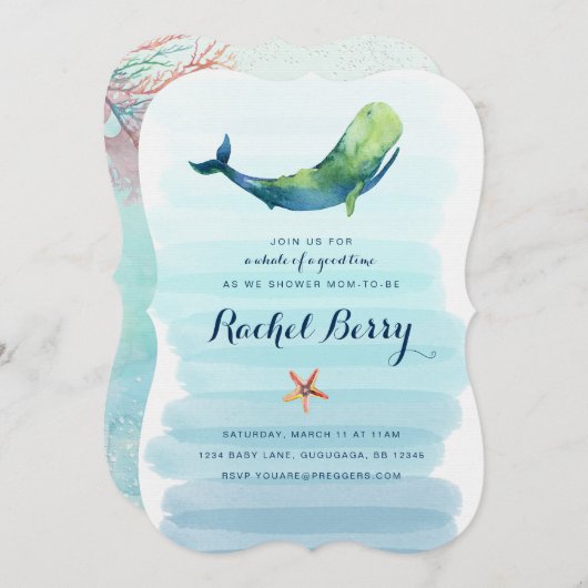 Invitation Baby shower baleine (Devant / Derrière)