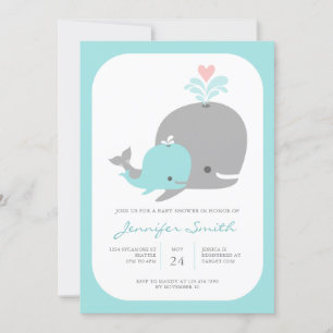 Invitation Baby shower baleine