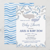 Invitation Baby shower baleine (Devant / Derrière)