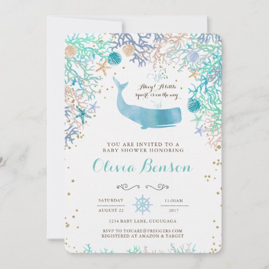 Invitation Baby shower baleine (Devant)