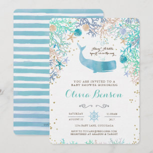 Invitation Baby shower baleine