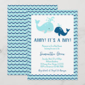 Invitation Baby shower baleine (Devant / Derrière)