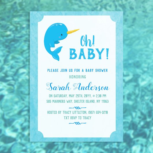 Invitation Baby Shower Baleine Bleue