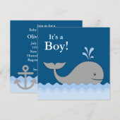 Invitation Baby shower Baleine Bleue (Devant / Derrière)