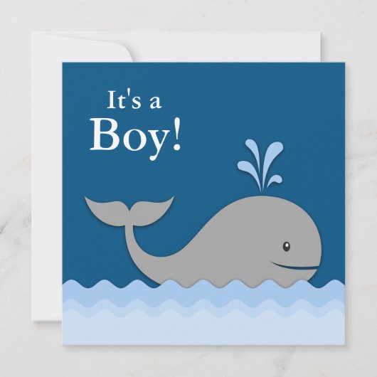 Invitation Baby shower Baleine Bleue (Devant)