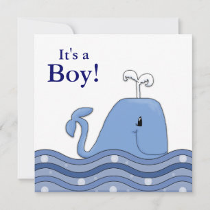 Invitation Baby-Shower Baleine Bleue Marine