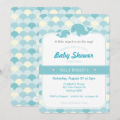 Invitation Baby shower baleine - Turquoise (Devant / Derrière)