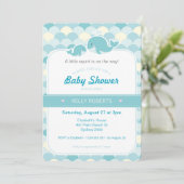Invitation Baby shower baleine - Turquoise (Debout devant)