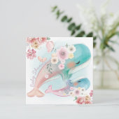 Invitation Baby shower baleines (Debout devant)