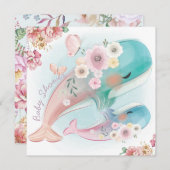 Invitation Baby shower baleines (Devant / Derrière)