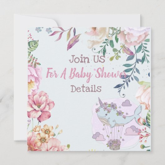 Invitation Baby shower baleines (Dos)
