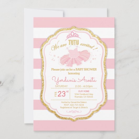 Invitation Baby shower Ballerina (Devant)