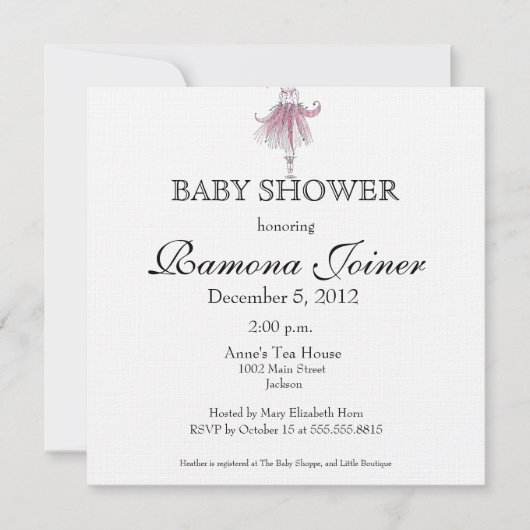 Invitation Baby shower Ballerina (Devant)