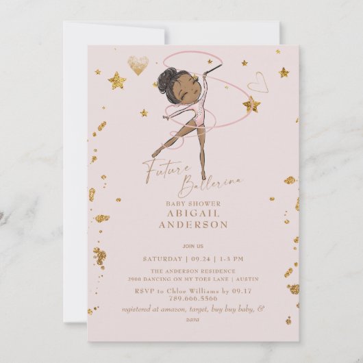 Invitation Baby shower Ballerina Blush II (Devant)