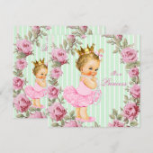 Invitation Baby shower Ballerina de Rose vert à la menthe ros (Devant / Derrière)