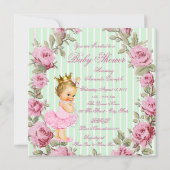 Invitation Baby shower Ballerina de Rose vert à la menthe ros (Dos)