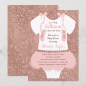 Invitation Baby shower Ballerina Invitation, or Rose (Devant / Derrière)