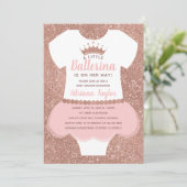 Invitation Baby shower Ballerina Invitation, or Rose (Debout devant)