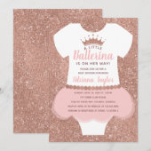Invitation Baby shower Ballerina Invitation, or Rose (Devant / Derrière)