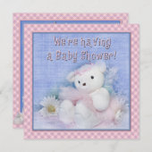 Invitation Baby shower - Ballerina Teddy Bear (Devant / Derrière)