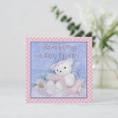 Invitation Baby shower - Ballerina Teddy Bear (Debout devant)