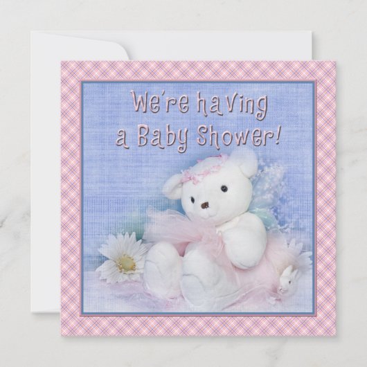 Invitation Baby shower - Ballerina Teddy Bear (Devant)