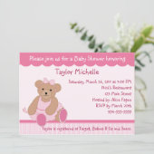 Invitation Baby shower Ballerina Teddy Bear (Debout devant)