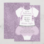 Invitation Baby shower Ballerina, Violet (Devant / Derrière)