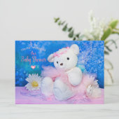 Invitation baby shower, BallerinaOurs en peluche (Debout devant)
