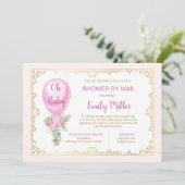 Invitation baby shower ballon rose (Debout devant)