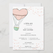 Invitation Baby shower Ballons à air chaud rose mou (Devant)