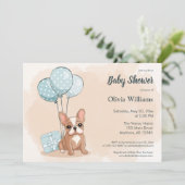 Invitation Baby shower Ballons Ballons Bleu Bleu Bleu Bleu po (Debout devant)