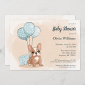 Invitation Baby shower Ballons Ballons Bleu Bleu Bleu Bleu po (Devant / Derrière)