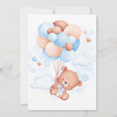 Invitation Baby shower Ballons Bleus Garçon Teddy Bear (Dos)